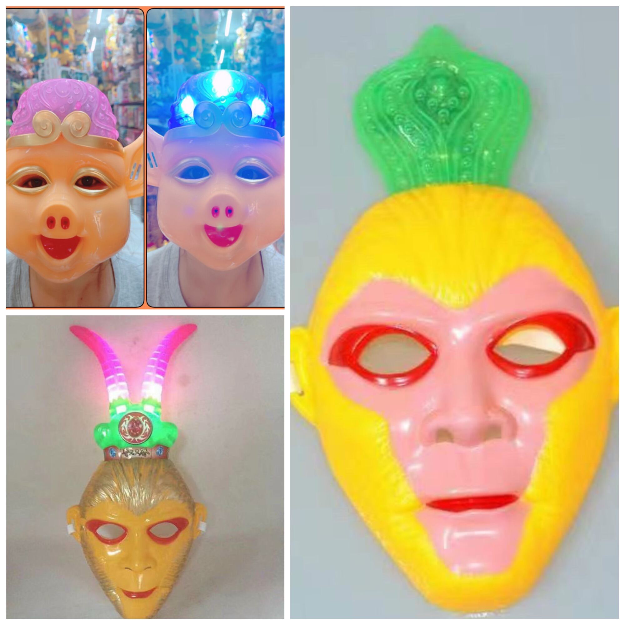 Mặt nạ tề thiên đại thánh, trư bát giới có đèn nhạc đồ chơi hoá trang halloween, trung thu cho bé