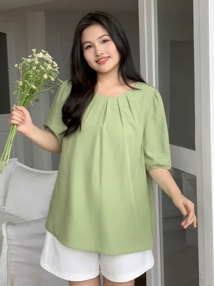 áo lụa đơn giản trung niên bigsize mịn mát - G11823