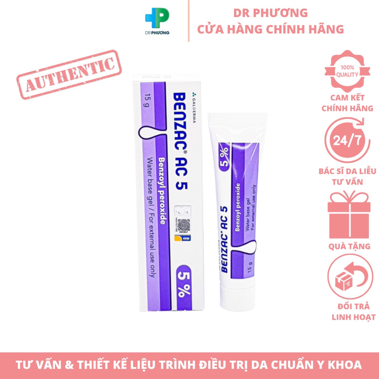 ✅ [CHÍNH HÃNG] Gel giảm mụn Benzac AC 5% Benzoyl Peroxide