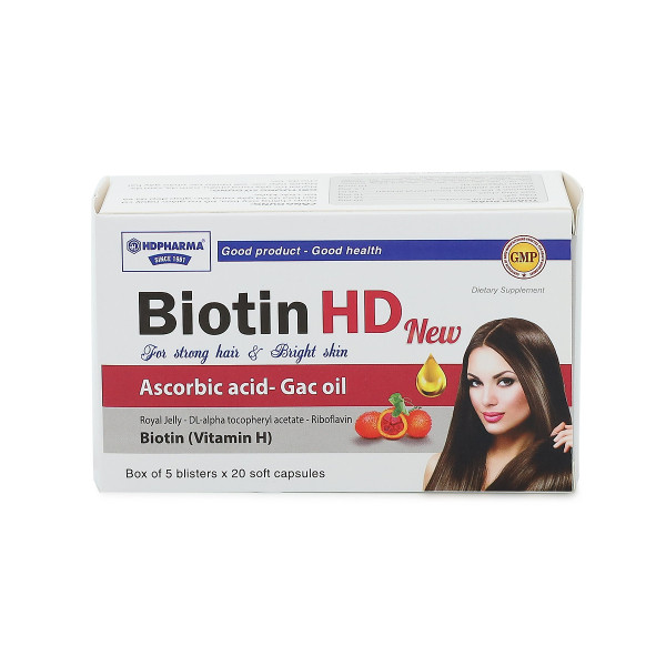 (Hộp 100 viên) Viên uống Biotin HD new cho mái tóc khỏe và làn da sáng