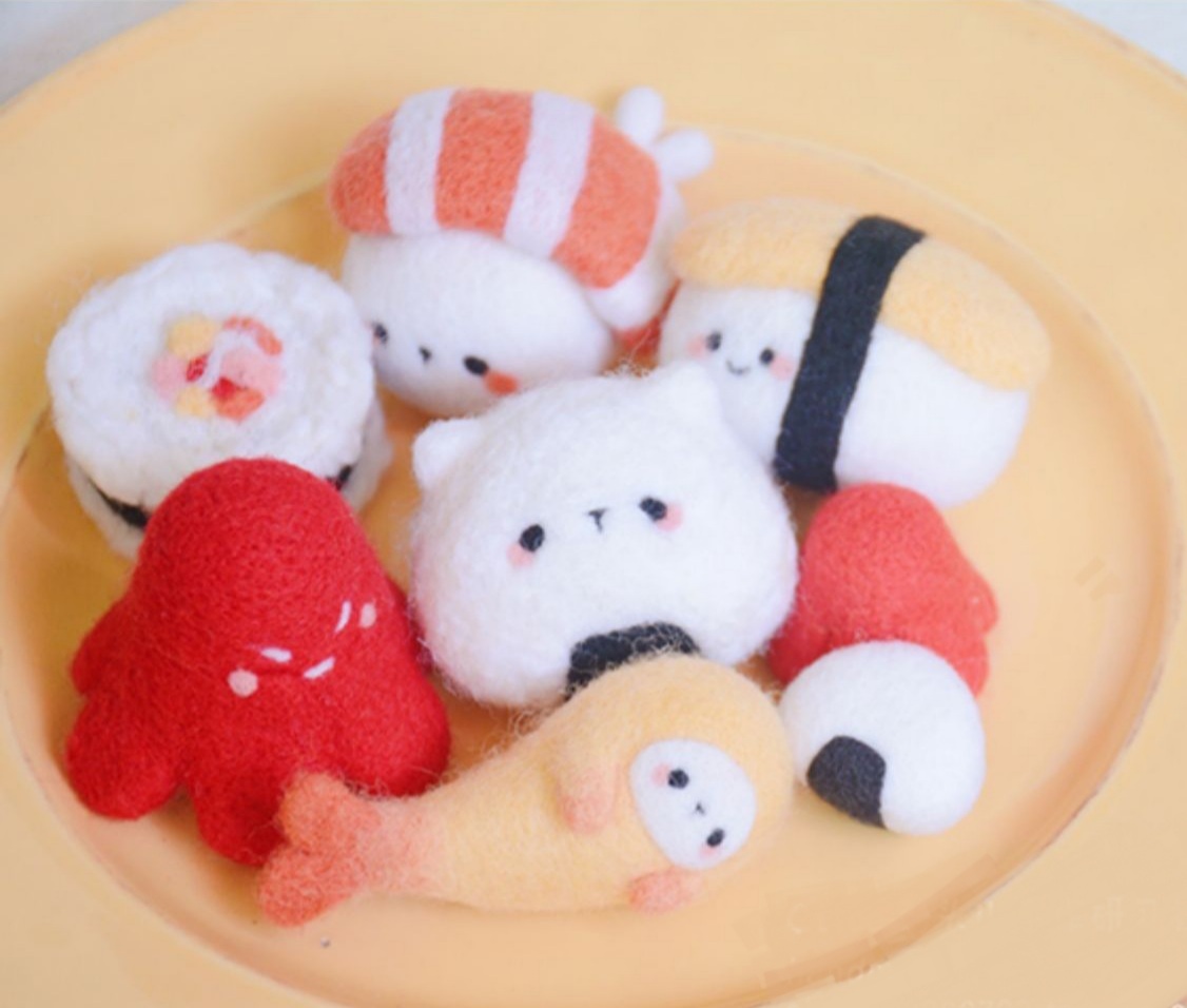 [BỘ KIT LEN CHỌC] Sushi gấu mập