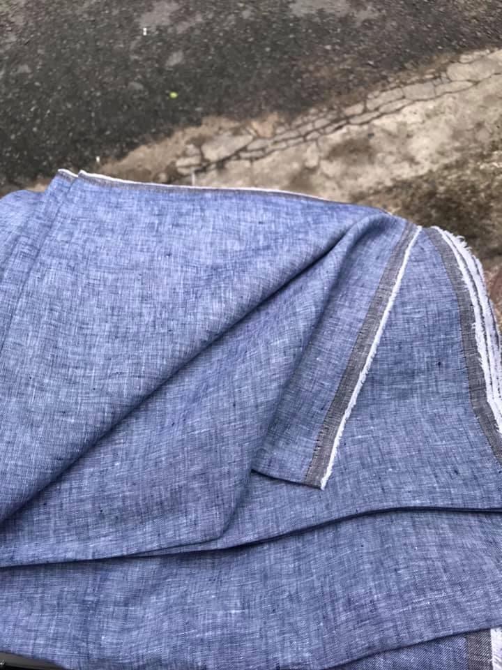 vải linen tưng 2 sợi xanh jean