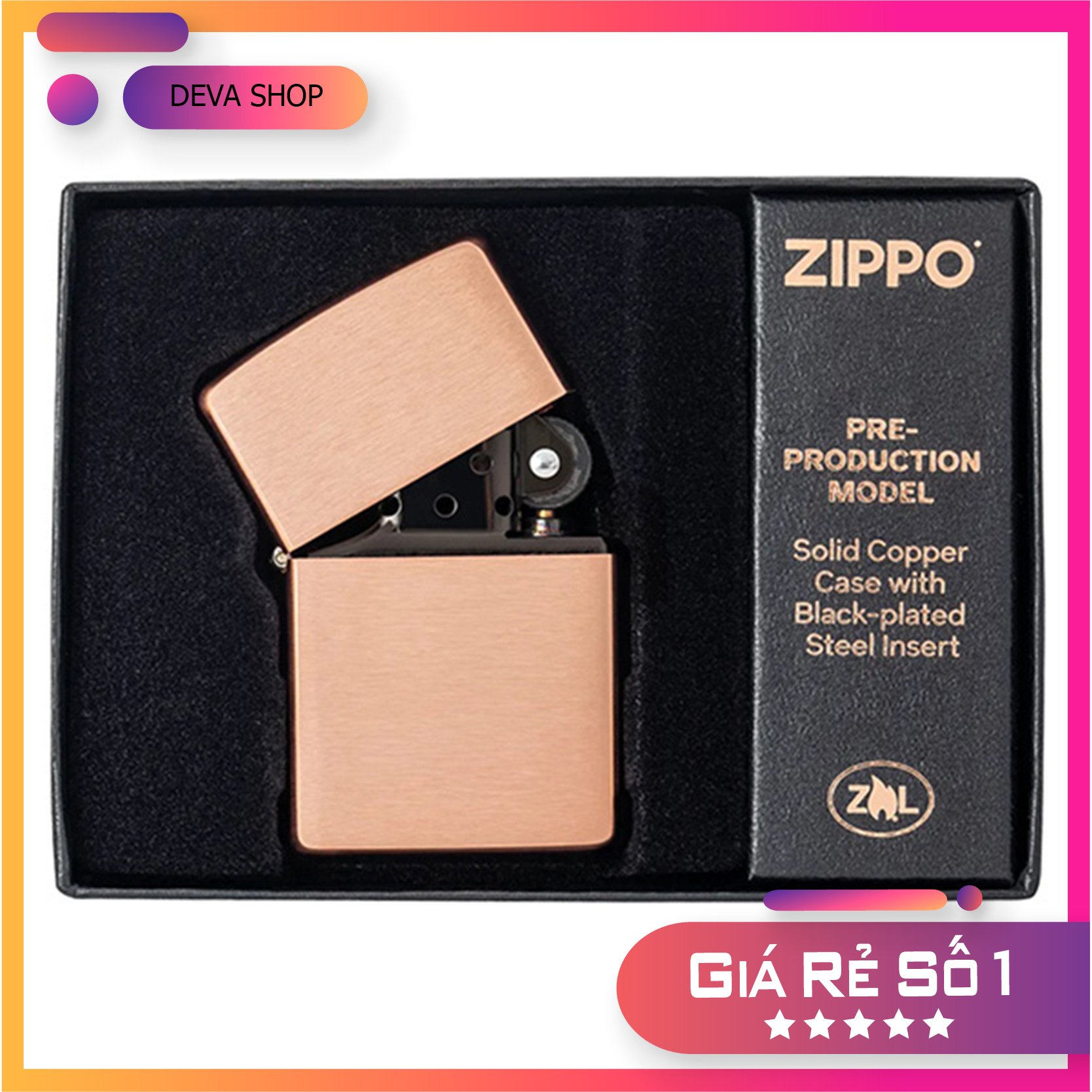 Bật lửa, hộp quẹt Zippo Solid Copper – Đồng đỏ 2022 mã Z201 DEVA SHOP