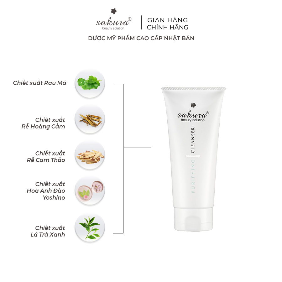 Sữa rửa mặt cho da dầu mụn Sakura Purifying Cleanser 100ml