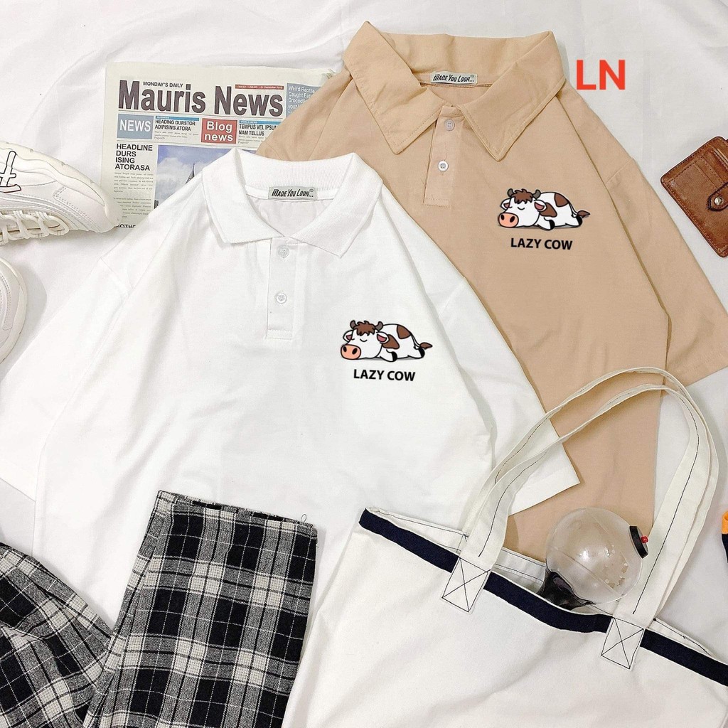Áo polo bò sữa lazy cow lng0321