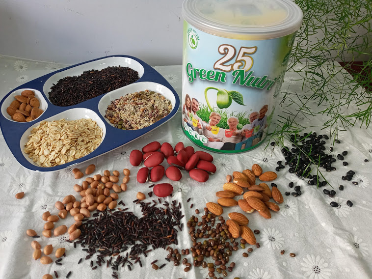 Nhập khẩu 100% Sữa hạt ngũ cốc 25 Green Nutri lon 750g