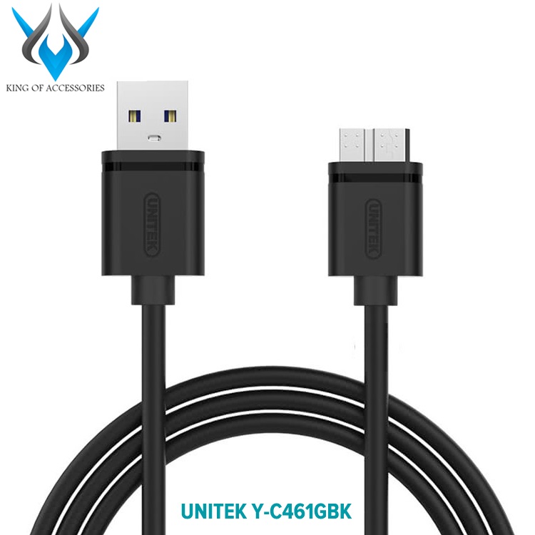 Cáp tín hiệu USB sang microB Unitek Y-C461GBK dài 1m - dùng cho ổ cứng di động hoặc thiết bị có cổng micro B (Đen)