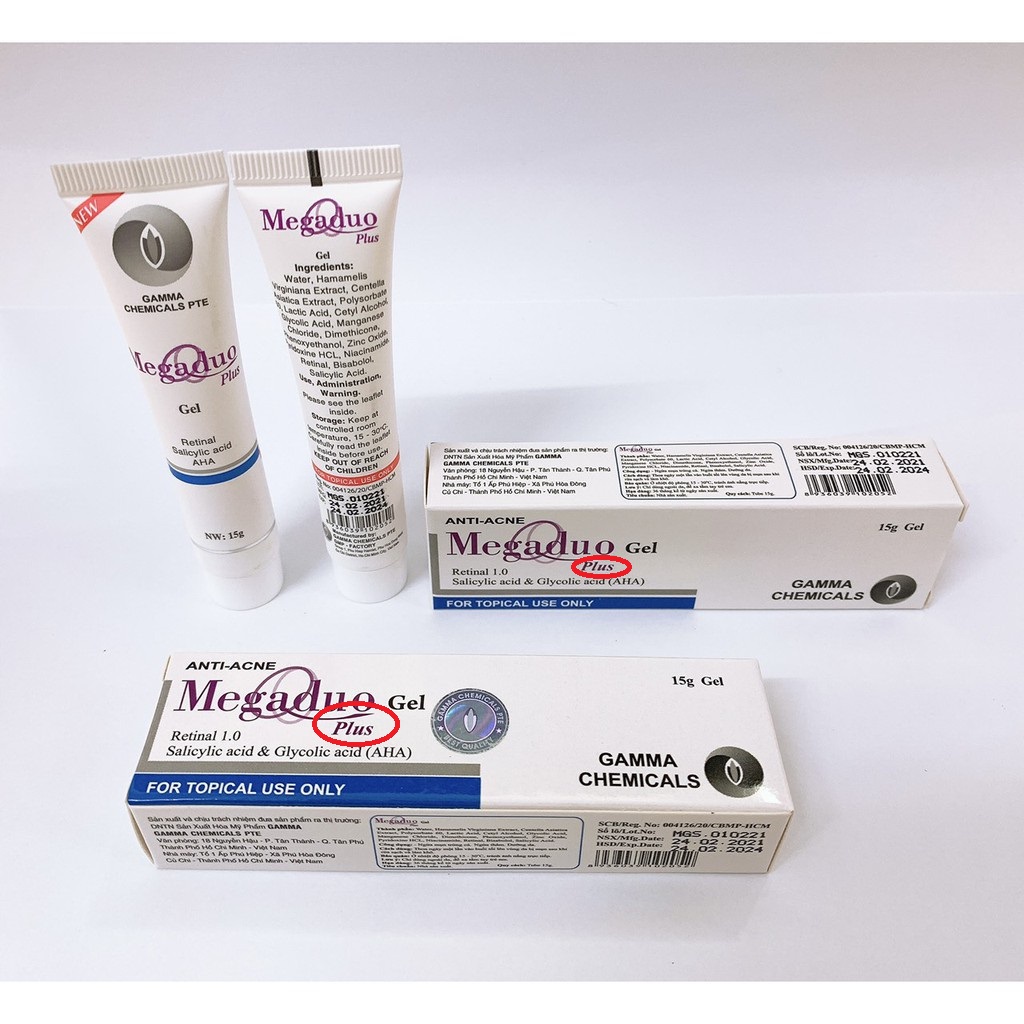 Megaduo Plus gel giảm mụn bọc, mụn ẩn, ngừa thâm, mờ sẹo, dưỡng da, dạng tuýp 15gr