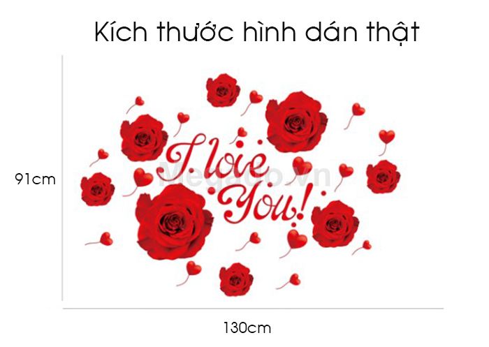 [HCM]DECAL DÁN TƯỜNG HOA HỒNG ĐỎ ILU VÀ CẶP ĐÔI