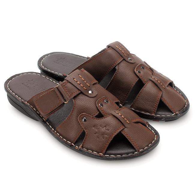Men's premium cowhide leather sandals black and brown hk7728-29-30.