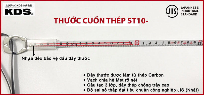 Thước cuộn sợi thép Nhật Bản KDS hệ Met