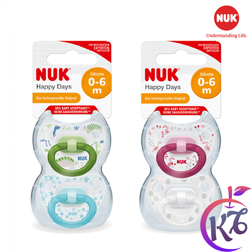 Bộ 2 ty ngậm silicone nuk happy days cho bé 0-6 tháng - nu31888 - ti ngam tre em