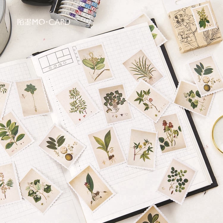 Hộp 45 Sticker Dán tem cây Thảo Dược vintage