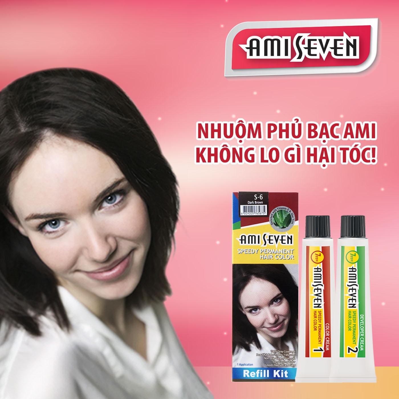 Nhuộm phủ bạc dược thảo Ami Seven Speedy Permanent Hair Colornhanh 7 phút