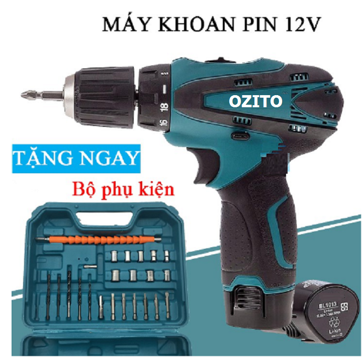 Máy Khoan Pin OZITO 12V - Máy Khoan Trên Nhiều Bề Mặt , Bắt Vít , Tường , Thép , Gỗ