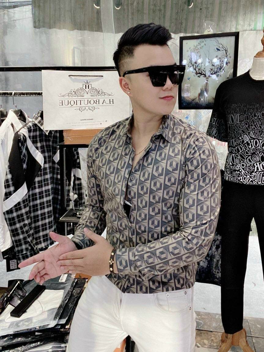 Sơmi nam lụa cao cấp họa tiết sang trọng