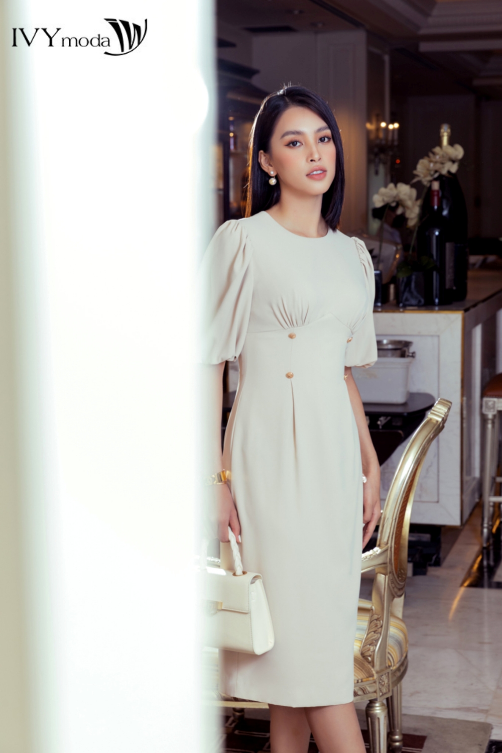 Đầm ôm tay bồng IVY moda MS 48M7383