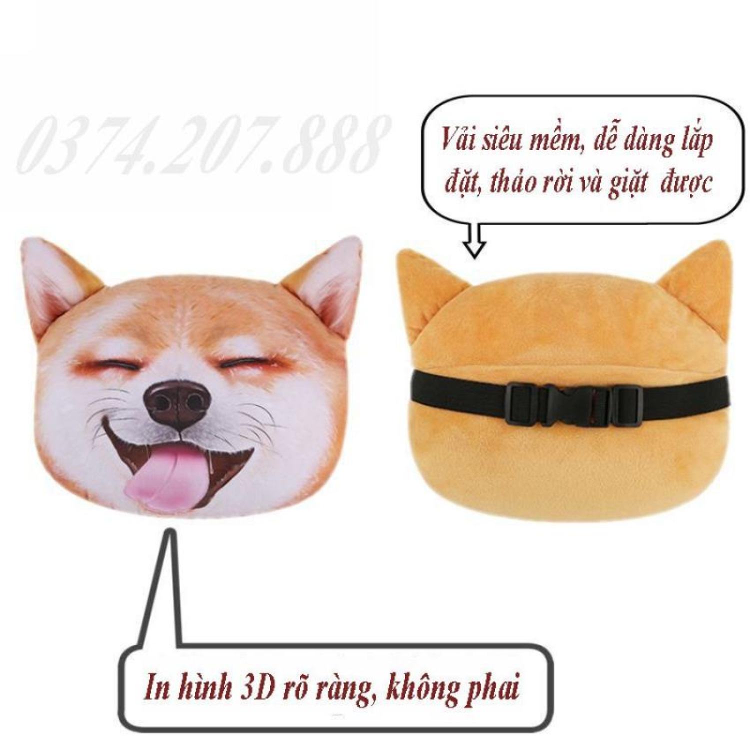 Gối tựa đầu xe hơi hình thú 3D