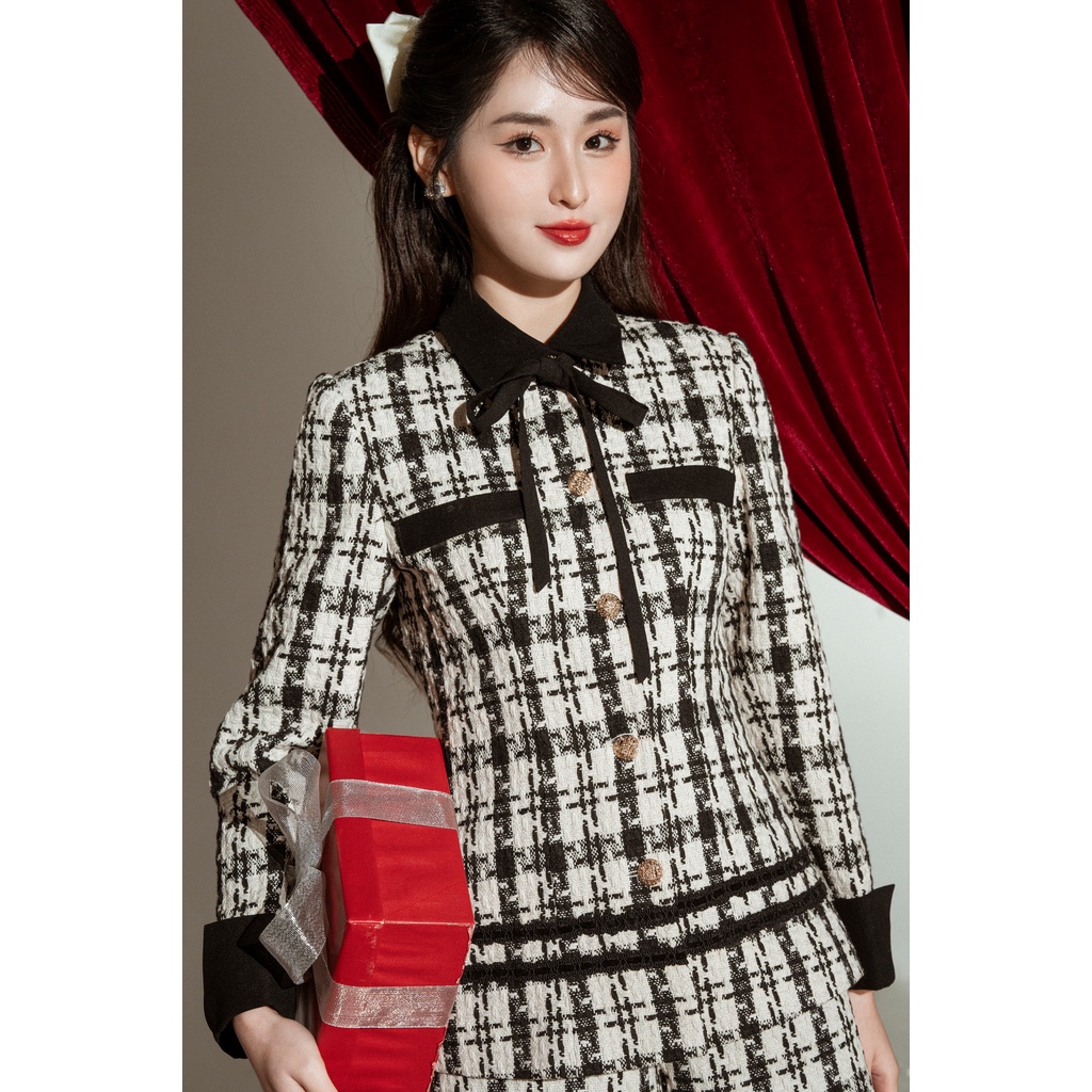 Áo dạ cổ đức tay măng sec lật  TIINSTORE  ADD638