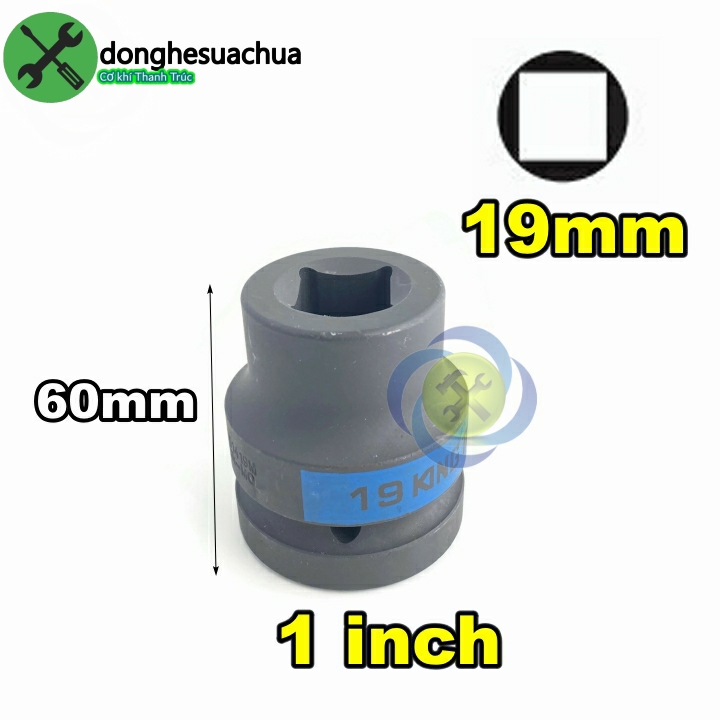 Tuýp vuông kingtony 851419m loại 1 inch 4 cạnh đen 19mm