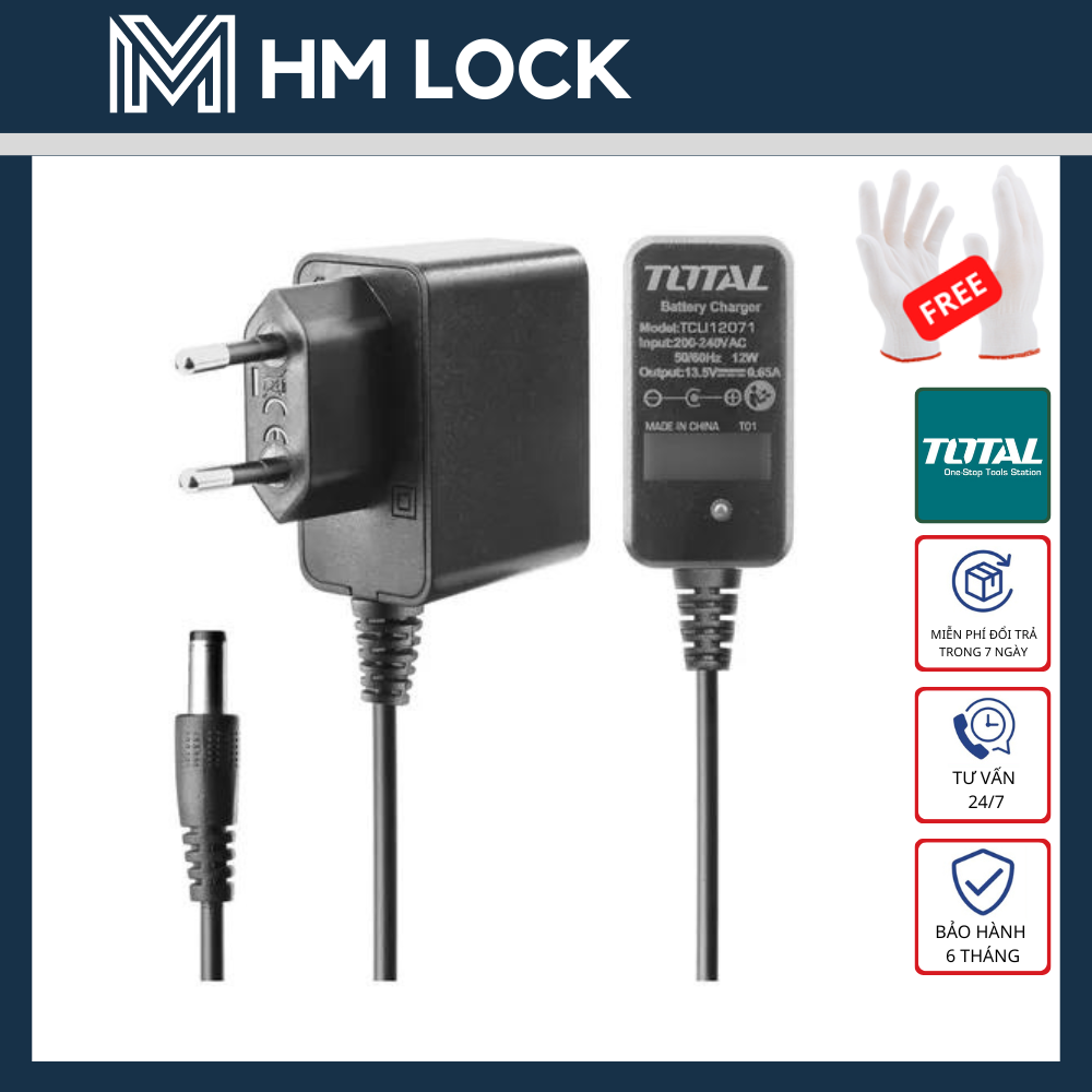 Đế sạc pin lithium-ion 12v total - hàng chính hãng - tcli12071 - hm lock