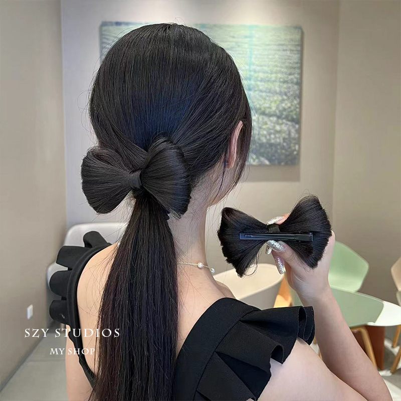 Kẹp tóc pink empress giả búi nơ dễ thương -INTL