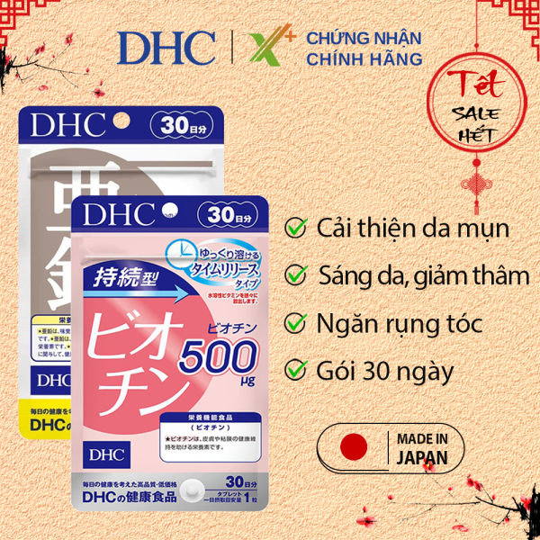 COMBO Tóc dài móng khỏe DHC Nhật Bản (Viên uống Kẽm + Viên uống Biotin) thực phẩm chức năng cải thiện da, tóc, móng XP-DHC-CB21