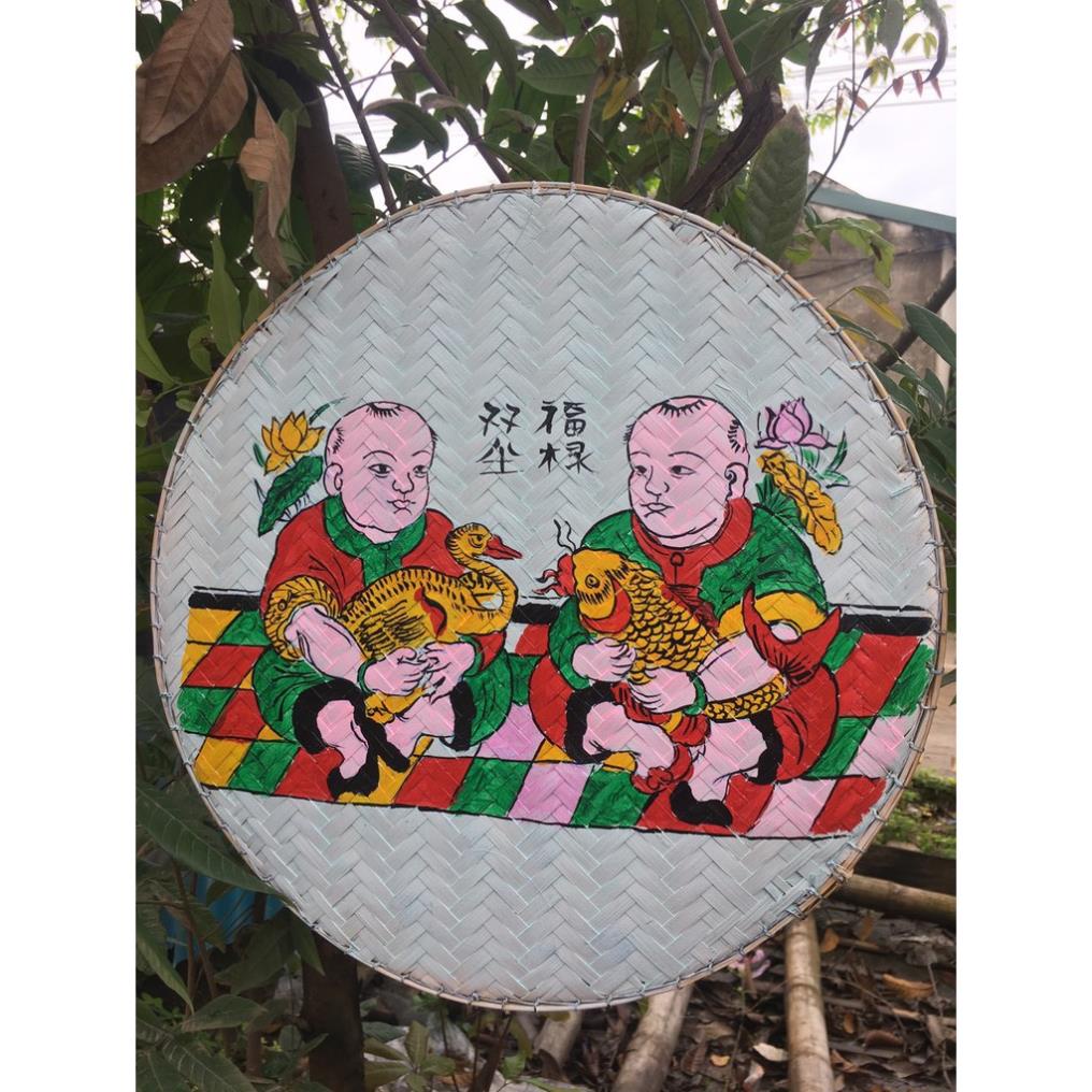 Mẹt tre vẽ tranh đông hồ trang trí