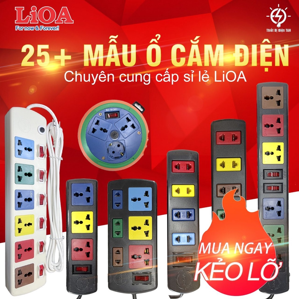 BÁO GIÁ Ổ CẮM ĐIỆN LIOA 3D 3S DÂY 3MX2 | Shopee Lazada Sendo Tiki mới nhất 26 Ổ cắm điện LIOA đa năng phổ thông 4 lỗ 6 lỗ 8 lỗ 10 lỗ dây dài 3M 5M chính hãng - Thiết Bị Điện T H