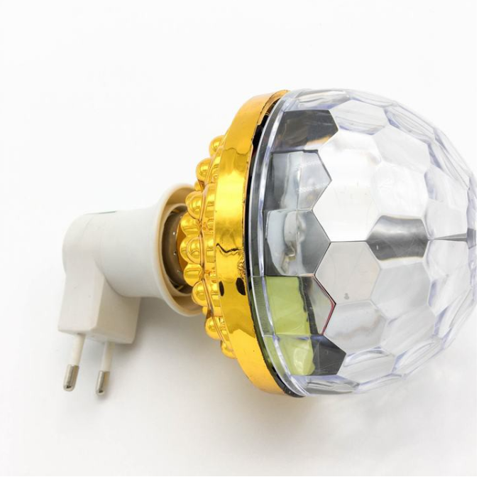 [HCM]Đèn LED quả cầu xoay pha lê 7 màu và Đuôi xoáy e27