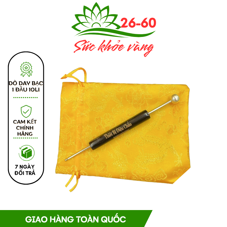 Dò day bạc 1 đầu 10li thân sừng - dò huyệt, trục hàn, đánh cảm - dụng cụ diện chẩn