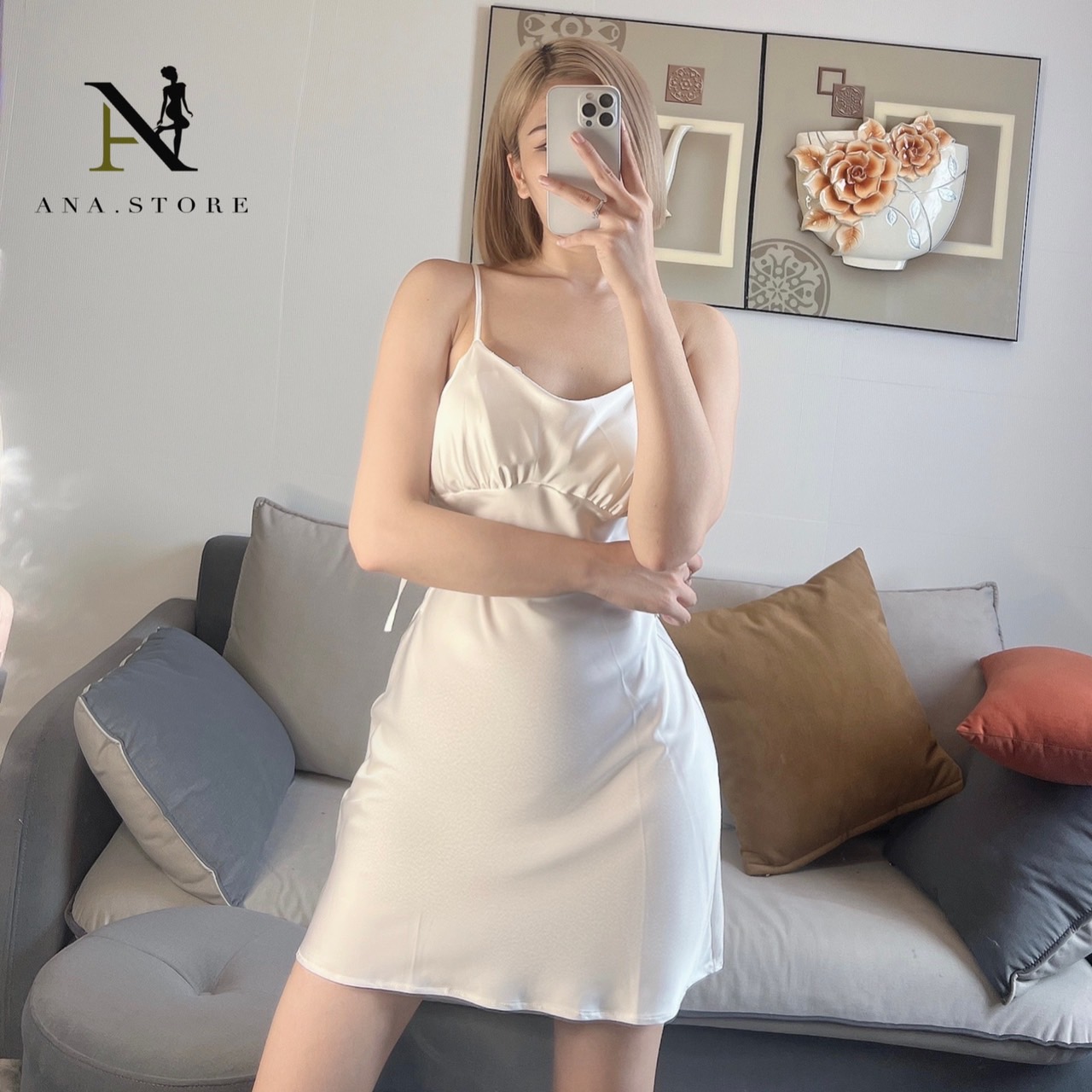 Đầm Lụa Trắng Hở Lưng Cao Cấp