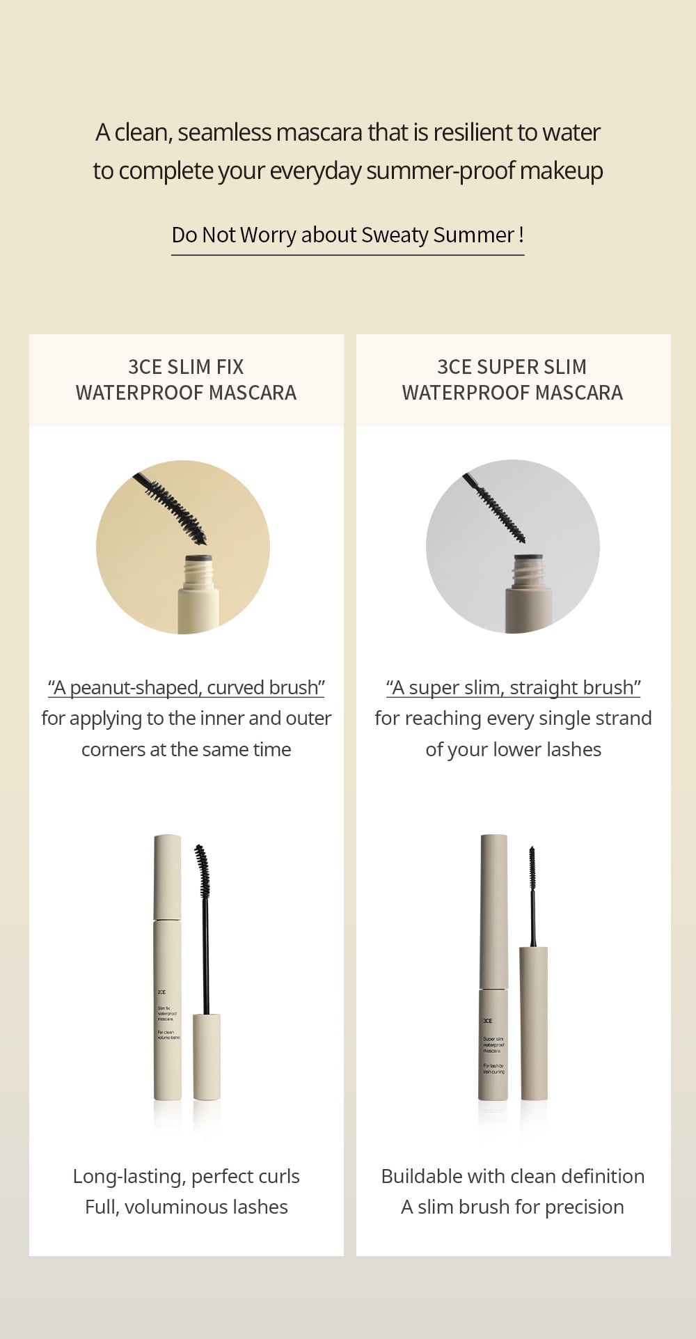 Mascara Chuốt Mi 3CE Slim Fix & Super Slim Waterproof Mascara