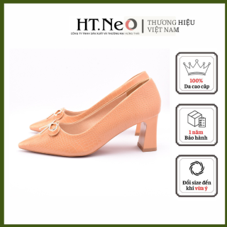 Giày công sở nữ, giày cao gót 5p đế trụ có thiết kế trẻ trung với họa tiết nơ cực dễ phối đồ, đi cực êm chân, thoải mái thumbnail
