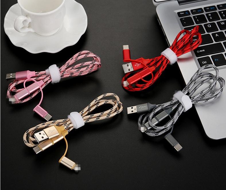 Cáp sạc đa năng 3 in 1 dây dù MICRO/LIGHTNING/TYPE-C