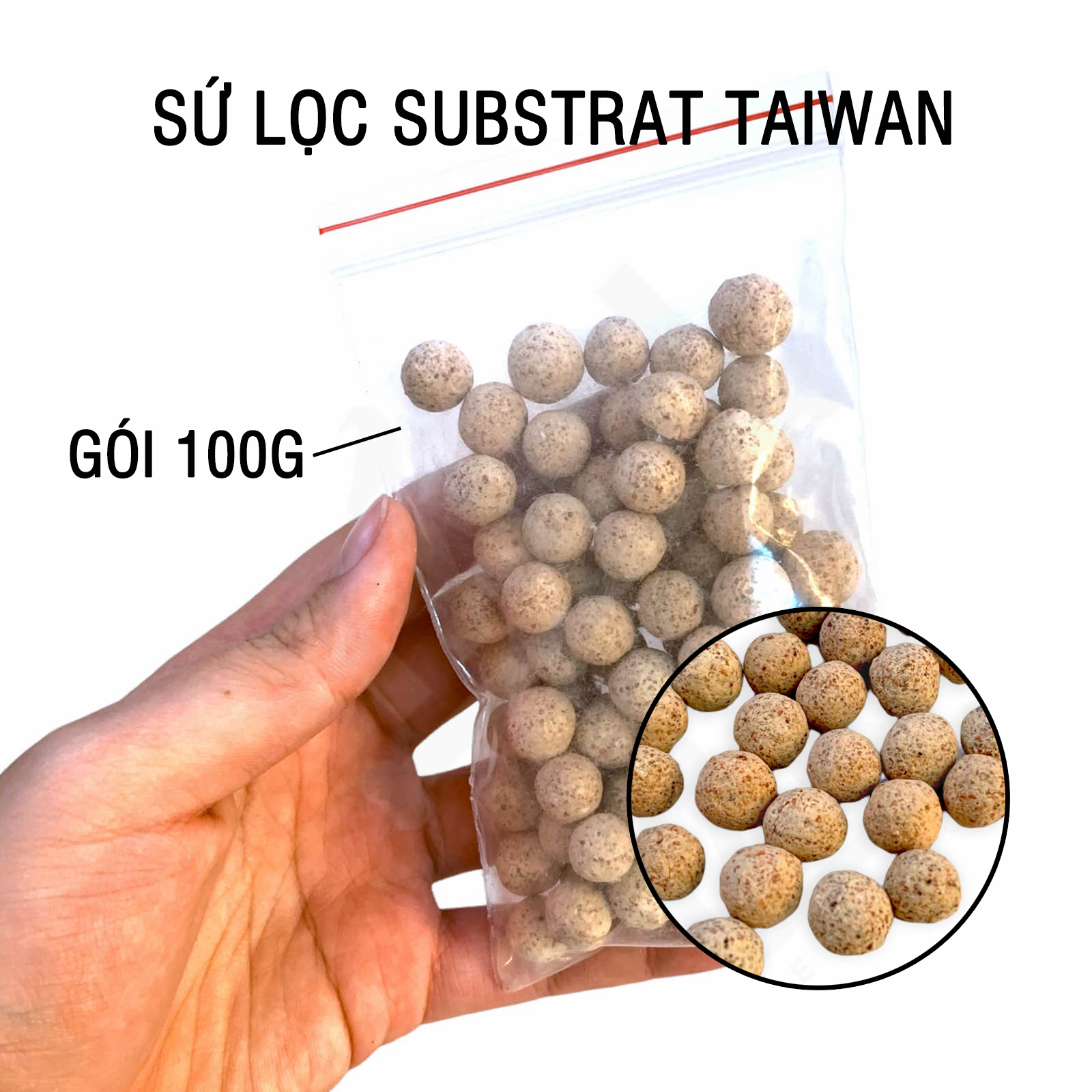 100g sứ lọc viên hồ cá, bể cá substrat taiwan - sứ bi substrat đài loan vật liệu lọc cao cấp