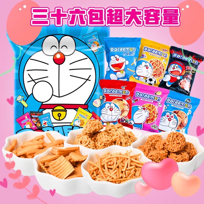 Bánh snack bimbim Doraemon khổng lồ (36 gói nhỏ/1 bịch lớn) - Ăn vặt Dannee
