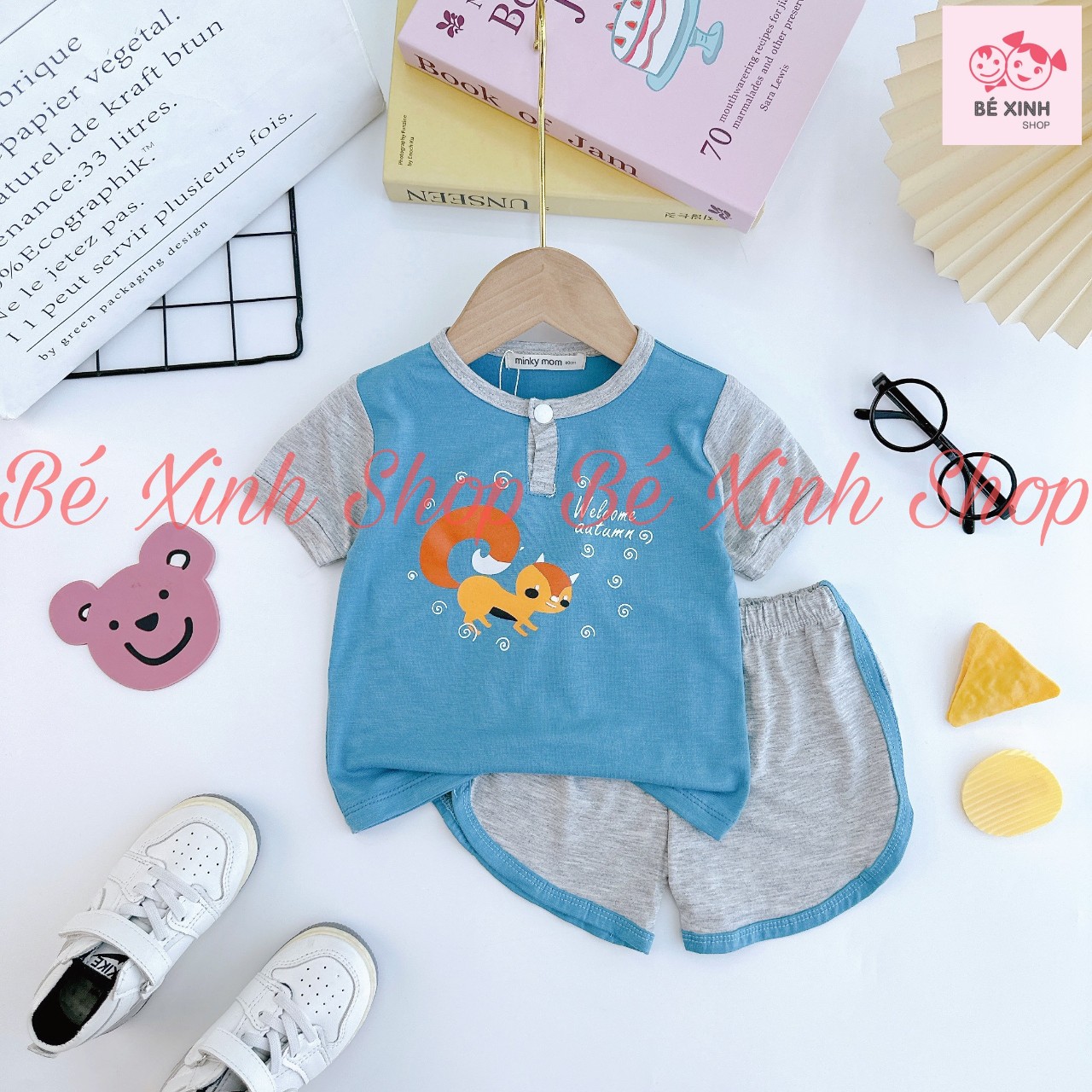 [CƯNG NHẤT] Đồ Bộ Bé Trai Bé Gái Cộc Tay Thun Lạnh Minky Mom BX55 Đồ Bộ Cộc Tay Minky Mom Cho Bé Thun Lạnh LY TRÀ SỮA Đáng Yêu - Bé Xinh Shop