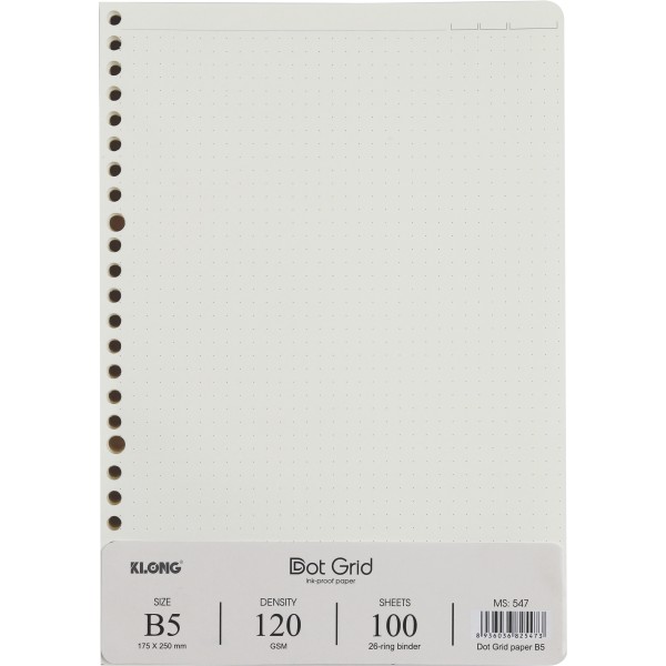 Ruột sổ còng Dot Grid B5 Klong - 100 tờ MS 547-SỔ KLONG