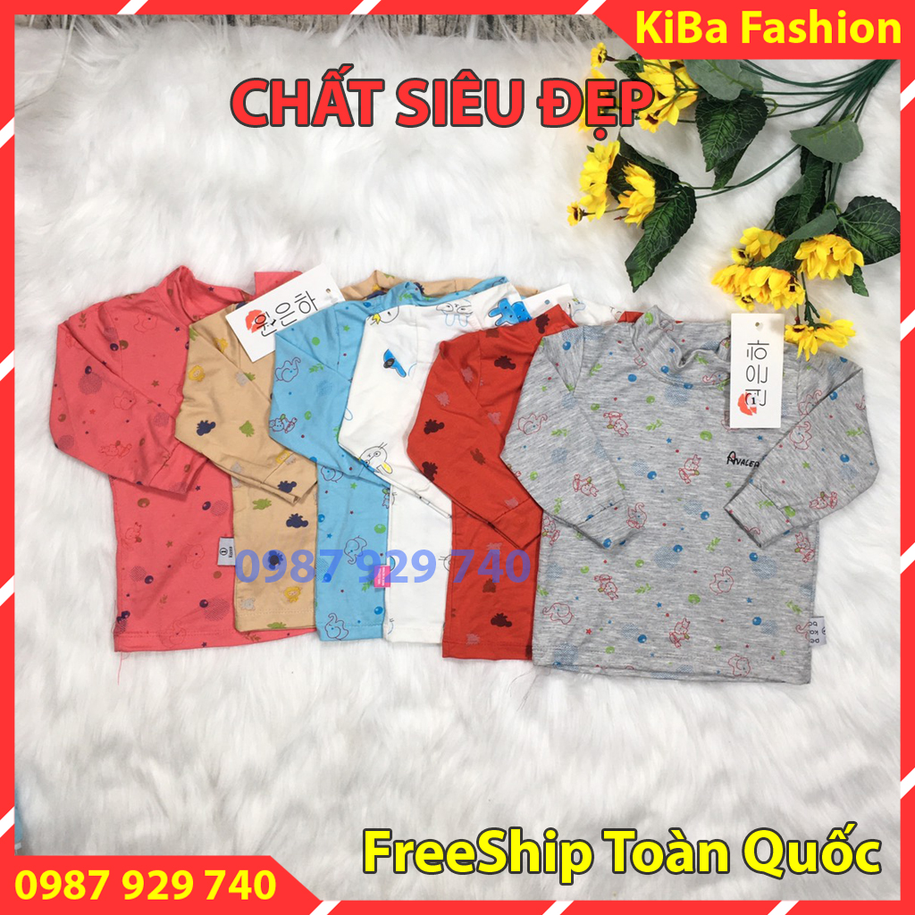 Combo 3 áo kẻ cotton 4 chiều giữ nhiệt cho bé trai bé gái từ 4-12kg akgn kiba fashion