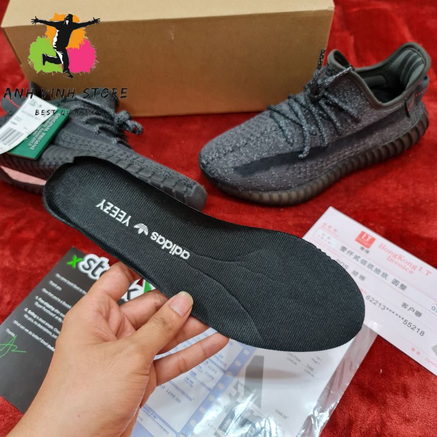 Giày chạy bộ nam nữ yeezy 350 v2 black static boost cao cấp