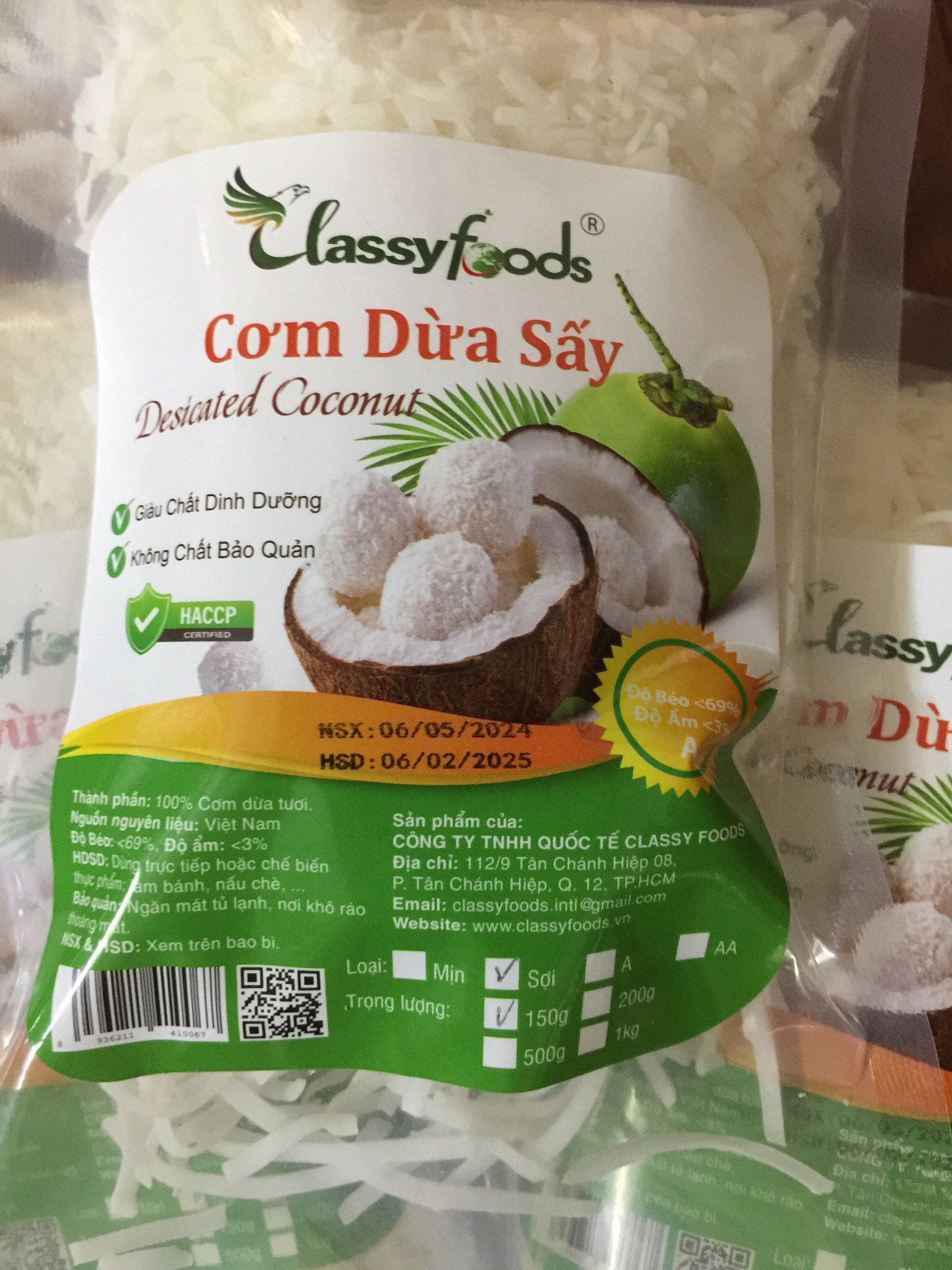 CƠM DỪA SẤY KHÔ MỊN, CLASSYFOODS (-200gr)