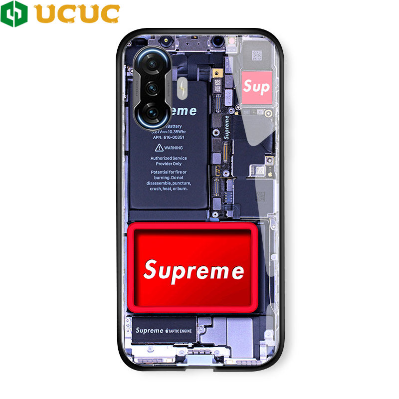 UCUC Casing Case For Xiaomi Poco F3 GT/Redmi K40 Gaming Case For Girls Fashion Amazing Exploratory Version POP Tide Logo Badge Tempered Glass Casing Protective Shockproof Cover Case