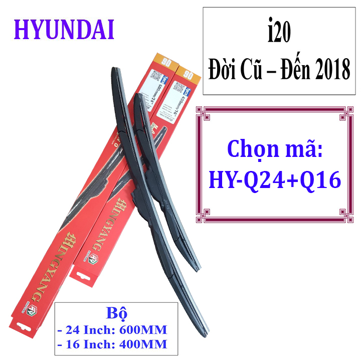 Bộ 2 thanh gạt nước mưa ô tô đa năng Nano cao cấp dành cho hãng xe Hyundai: Getz-Accent-Avente-Elantra-i10-i20-i30-santafe-Sonata-Tucson-Starex-Verna
