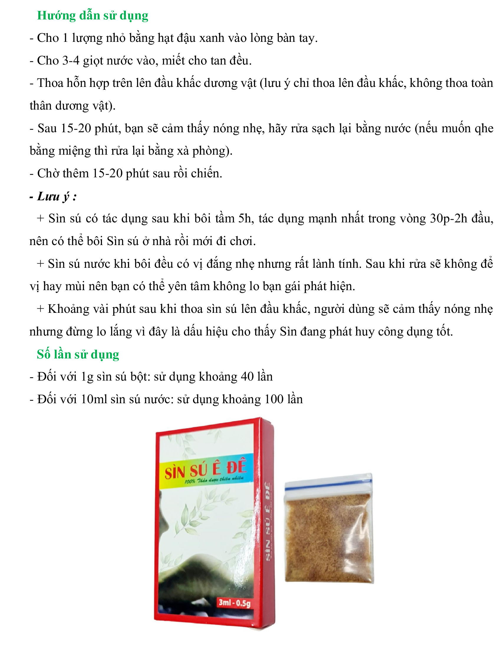 Thảo dược SÌN BỘT Ê ĐÊ cao cấp (0.5g) nam - hàng chính hãng ( xịt sú xìn sình xú )