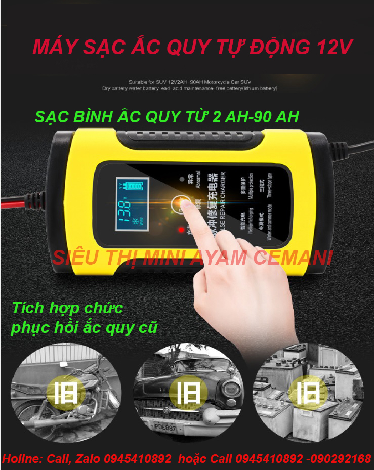 Máy sạc ắc quy tự động 12V- sạc ắc quy 12v có khử sunfat