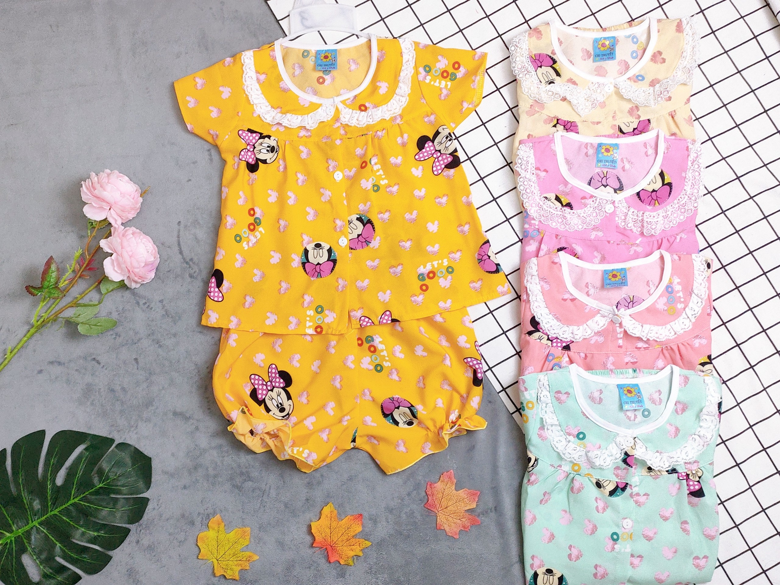 Combo 3 bộ lụa cổ viền khuy giữa bé