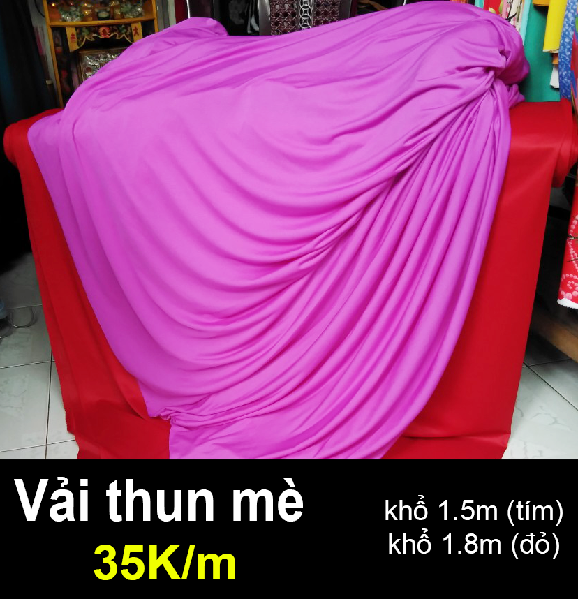 Vải thun mè may đồ 35K/m (khổ 1.5m: tím - 1.8m: đỏ)