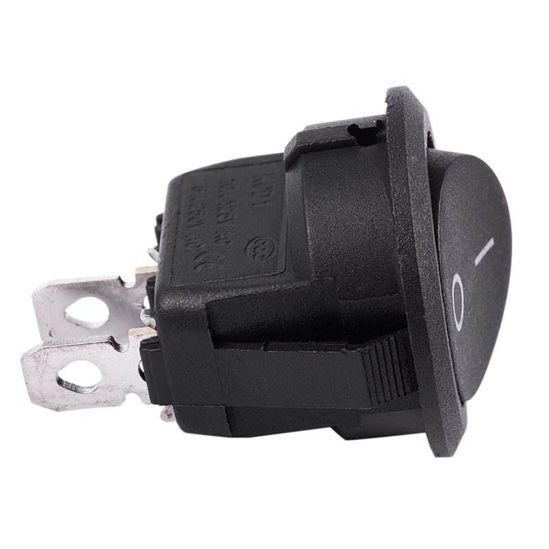 5Pcs SPST Black Button On/Off Round Rocker Switch AC 6A/250V 10A/125V
