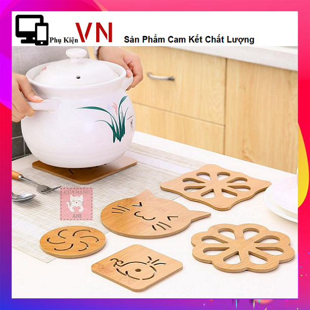 [ Giá Siêu Rẻ ] Rế Đế Lót Nồi Bằng Gỗ Chịu Nhiệt Loại Lớn Tiện Dụng 14.5x14.5cm - Miếng Lót Nồi Cách Nhiệt Gỗ Ép Hình Ngộ Nghĩnh Chịu Nhiệt Siêu Tốt .- Siêu Bền